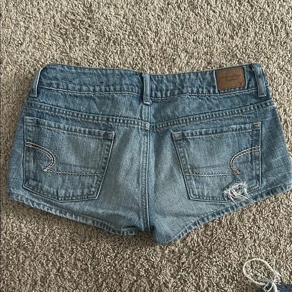 American Eagle Outfitters Blue Jean Shorts Distressed - Picture 2 of 3